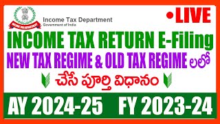 HOW TO FILE INCOME TAX RETURN E FILING AY 2024 25 FY 202324 IN TELUGU IT E FILING IN TELUGU 2024 [upl. by Runkel]