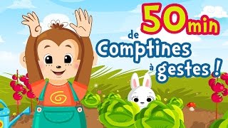 50min de Comptines avec gestes et Chansons pour bébé Petit escargot Alouette Pirouette [upl. by Awuhsoj]