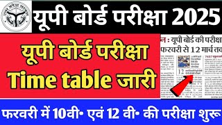 UP Board Exam Date 2025  Big News  UP Board Time Table 2025 आ गया🔥 यूपी बोर्ड परीक्षा डेट आ गयी [upl. by Sirref973]