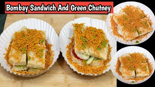 Bombay Sandwich And Green Chutney Recipe  street style mumbai sandwich [upl. by Arracat]