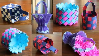 4 Beautiful Paper Basket DIY Basket  Paper Craft  Home Decor [upl. by Ferrigno]