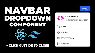 Navbar Dropdown Menu in React from scratch  Custom Dropdown Menu in React and Tailwind CSS [upl. by Xino]