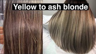 How to get Ash Blonde Hair from Yellow Golden Orange or Brassy [upl. by Stacie]