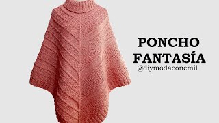 Poncho Fantasía tejido a dos agujas paso a paso [upl. by Sirehc551]