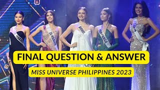 FINAL QampA  Miss Universe Philippines 2023 [upl. by Aneis]