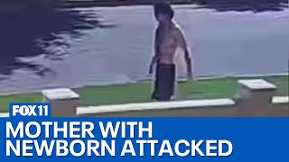 Mother attacked while walking newborn baby in Brentwood suspect on the run [upl. by Nothgierc]