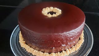 Simple Chocolate Chiffon Cake With Caramel And Chocolate Glaze [upl. by Ajssatan]