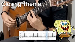 SpongeBob  Closing Theme EASY Guitar Tab [upl. by Neyuh]