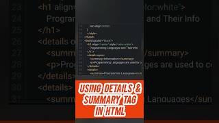 Details amp Summary Tag in HTML html5 tags programming [upl. by Ev191]