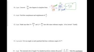 Sample Test Unit Circle Trigonometry [upl. by Libbi]