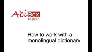 How to work with a monolingual dictionary [upl. by Eneloc]