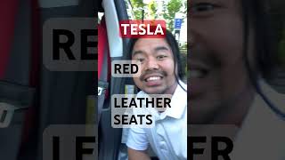 Tesla Red Napa Leather Seat Covers tesla red automobile car music shortvideo electriccar [upl. by Clover]