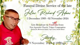 Funeral Divine Service of the late Julius Richard Adams  Saturday 9 November 2024 at 1000am [upl. by Emile294]