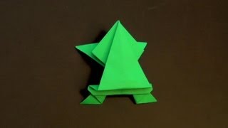 Origami Jumping Frog Tutorial  How to make an origami frog [upl. by Namijneb803]