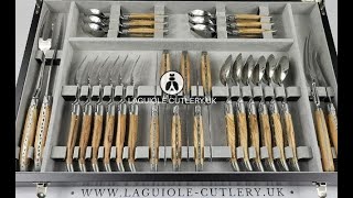 Laguiole Cutlery Set 28piece  Olive wood  Laguiole UK [upl. by Revkah]