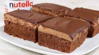 Saftige Nutella Schnitten  Nutella Kuchen I Schokoladen Kuchen [upl. by Lam]