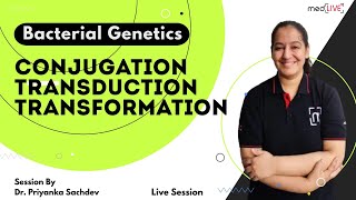 Bacterial Genetics  Conjugation  Transduction  Transformation  MedLive by Dr Priyanka Sachdev [upl. by Pietra728]