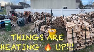 Sales are heating🔥up in the woodyard firewood wood smokingmeat solostove freefirewood  025 [upl. by Joslyn]