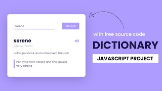 Dictionary App  HTML CSS And Javascript  JS Project [upl. by Eahcim83]