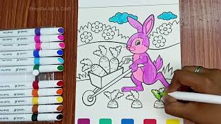 Rabbit coloring for Kids by EmyshaDrawing for Beginners kids kidspaintinghouse [upl. by Brian]