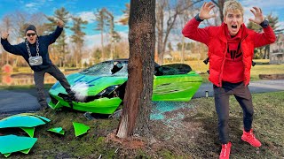 SuperCar Thief CRASHED my Lamborghini Sharerghini into a Tree [upl. by Addiego]