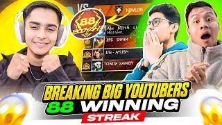 India’s Top 1 Streak Break Prank On Big Youtuber Gone Wrong 😱  Garena Free Fire [upl. by Chiles587]