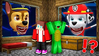 JJ and Mikey HIDE from The chase Tapes and The Marshall Tapes from paw patrol in Minecraft Maizen [upl. by Ocsisnarf581]