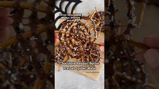 Chocolate Peanut Butter Pretzel Webs halloweensnacks halloweenfood kidssnacks snackideas [upl. by Borlase381]