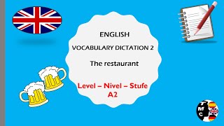 VOCABULARY DICTATION 2 ENGLISH A2  THE RESTAURANT [upl. by Ludeman140]