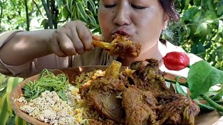 Eating Full plate of delicious mutton curry with fresh king chilli  northeast naga mukbang [upl. by Notnef]