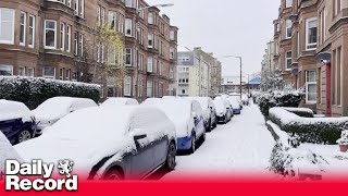 Glasgow hit with snow as weather warnings are in place for the UK [upl. by Ernest]