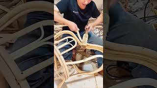 Cold bending assembly process of rattan chairs [upl. by Kleinstein]