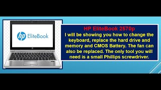 HP EliteBook 2570p How to replace Keyboard Fan Hard Disk Memory DVD Drive [upl. by Fennell370]