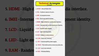 Technical Acronyms  English Speaking Practice english shorts short ytshorts viral shortvideo [upl. by Garnes952]