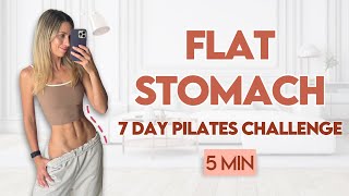 5 min Tight Waist amp Flat Stomach Pilates  At Home 7 Day Challenge [upl. by Maleeny]