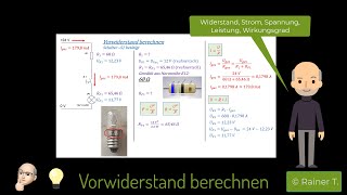 Vorwiderstand für eine Glühlampe berechnen [upl. by Notsa]