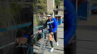 Dangerous ⚡ Bridge Kashmir cycling viralshort ai cycleslist cycle cyclestunt shortsvideo [upl. by Nahtam]