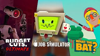 Quirky VR Marathon  Budget Cuts Ultimate  Job Simulator  What The Bat  Full Game  No Commentary [upl. by Atnwahsal]