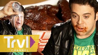 Adam Richman Takes On the Spiciest Food Challenges in America  Man v Food  Travel Channel [upl. by Hew225]