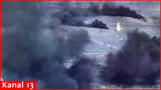 Moment of strike to Russian airfield in Donetsk by ATACMS missiles  there was a powerful explosion [upl. by Beattie]