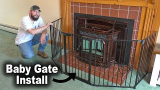 How to Install a Baby Gate in Front of Pellet Stove or Fireplace  Bonnlo Configurable Fence [upl. by Jourdan]