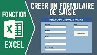 EXCEL  CRÉER UN FORMULAIRE DE SAISIE SANS USERFORM [upl. by Johathan644]