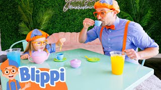 Blippi DRINKS Coffee at Mochas amp Minis  Blippi  Challenges and Games for Kids [upl. by Sanfred7]