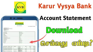 KVB Bank Statement Download in Tamil  Download KVB Account Statement Online  TMM Tamilan [upl. by Aihpos]