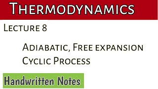 Lecture 8 Process in Thermo isothermalisobaricisochoric AdiabaticFree expansion and Cyclic [upl. by Kirk798]