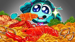 Inside Out 2 Envy Cooking Challenge Seafood Boil Spicy Noodles  ASMR  Mukbang Animation [upl. by Irrabaj]