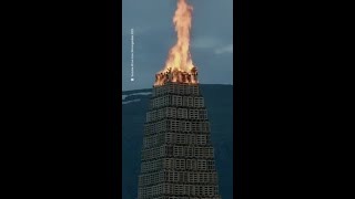 Epic Bonfire Norwegian Town Makes History with RecordBreaking Blaze [upl. by Lahtnero]