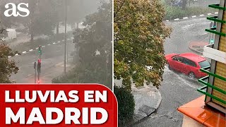 Fuertes LLUVIAS en MADRID la DANA llega cargada de agua a la capital de España [upl. by Acissej729]