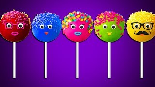 Pop Cake Lolipops Finger Family Song Colors Learn Nursery Rhymes [upl. by Aanas]