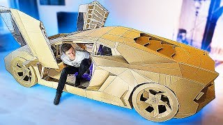 LAMBORGHINI AVENTADOR from CARDBOARD  LAMBO DOORS and ATTACHED WHEELS [upl. by Allred299]